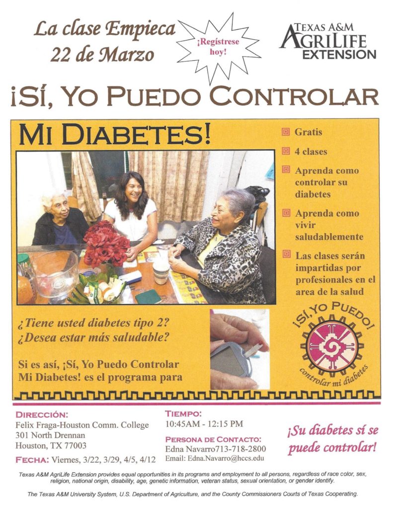 Si, Yo Puedo Controlar Mi Diabetes! Program flyer in Spanish