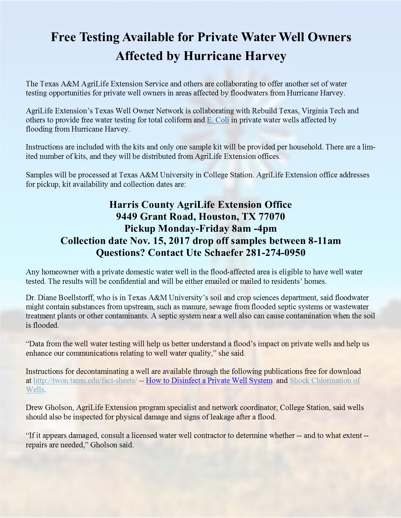 FREE Well Water Testing!!! Harris