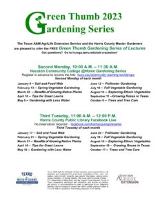 Flyer for 2023 Green Thumb Gardening Series