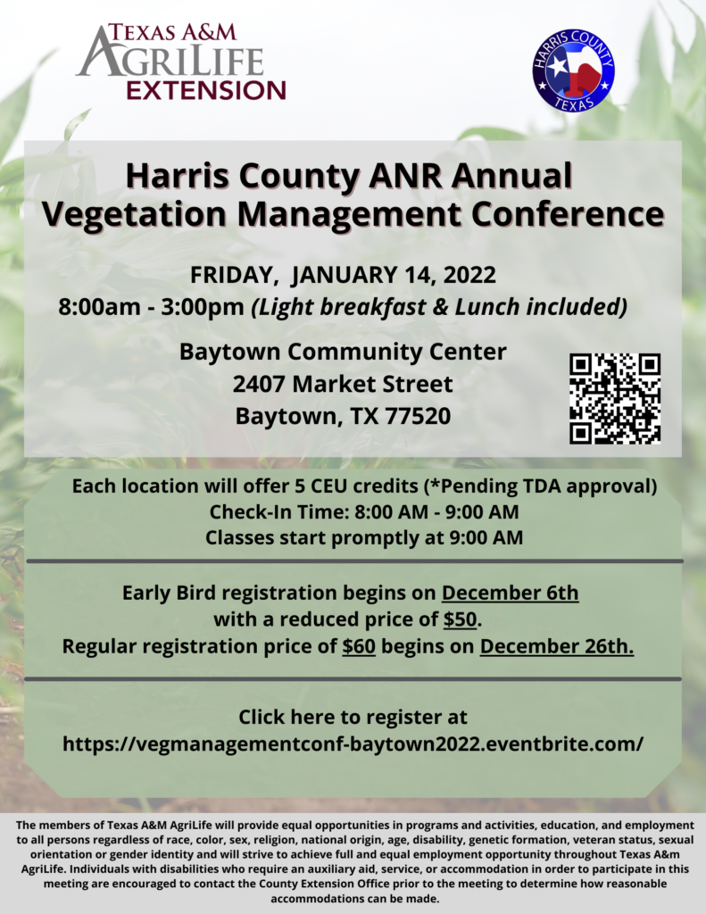 Harris County ANR Annual Vegetation Management Conference Flyer for Baytown