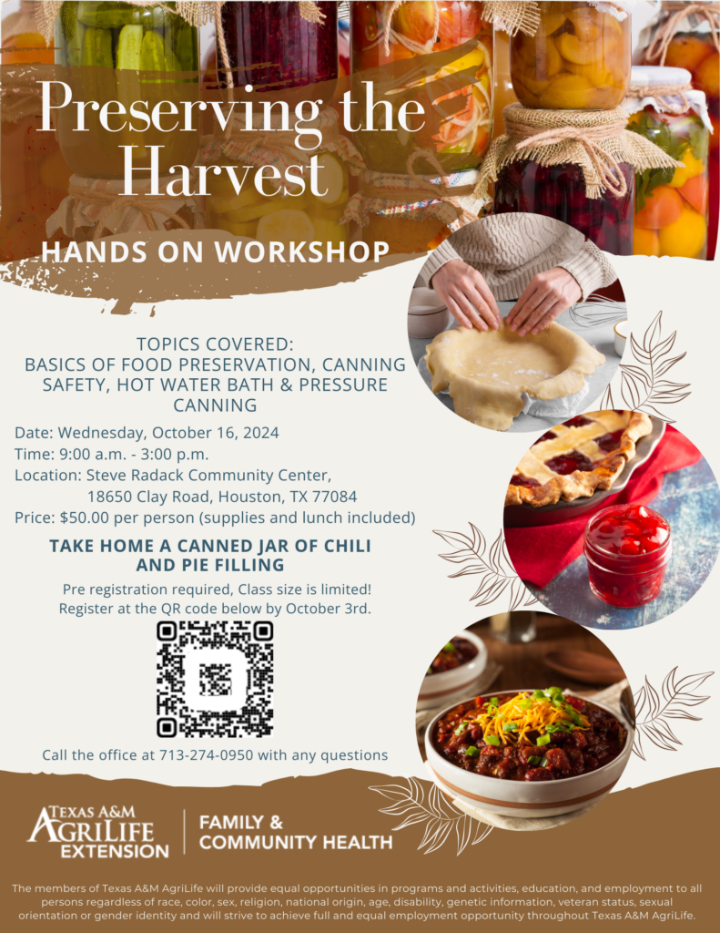 October 2024 Preserving the Harvest Workshop Flyer