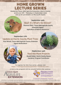 AgriLife Extension Home Grown Lecture Series September 2021 Flyer