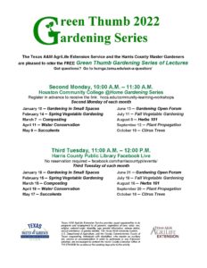 Green Thumb Lecture Series 2022 Schedule 