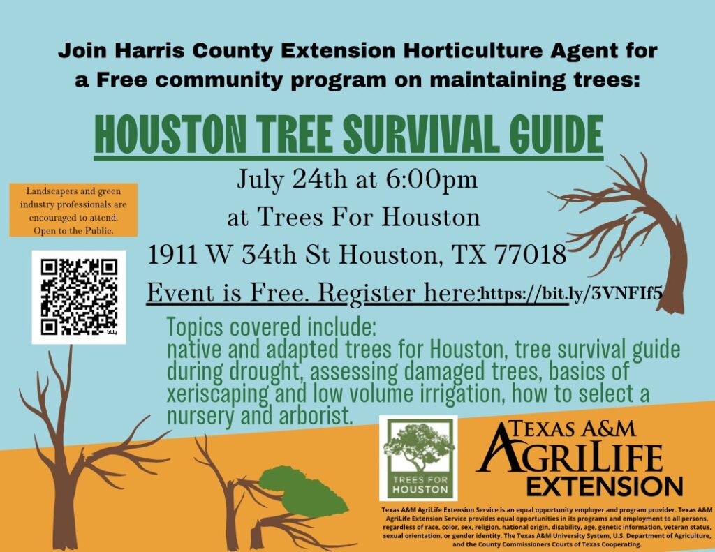Flyer for Houston Tree survival Guide Program