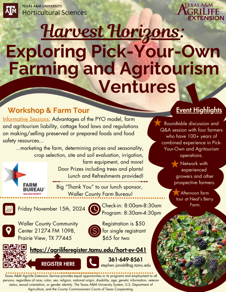 Flyer for Farming and Agritourism on November 15, 2024